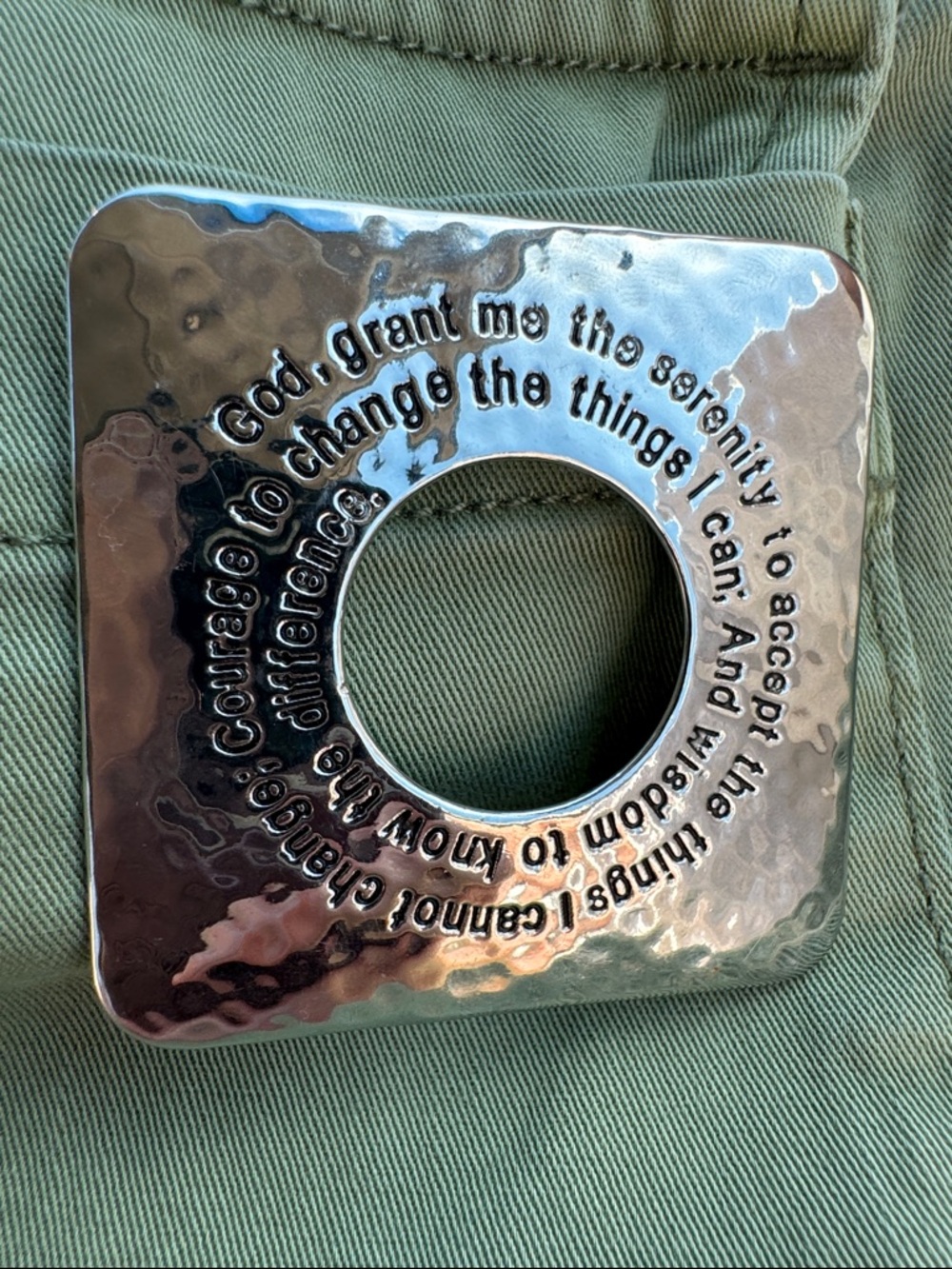 Serenity Prayer Brooch – Hammered Silver Tone